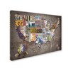 Trademark Fine Art Masters Fine Art 'USA License Plate Map on Metal' Canvas Art, 35x47 MA00882-C3547GG